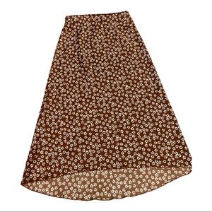 Abercrombie satin skirt Copper orange with white floral pattern, size XS,